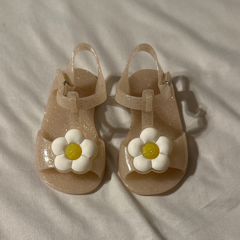 Old Navy Kids Glitter Sandals with Flower Accent